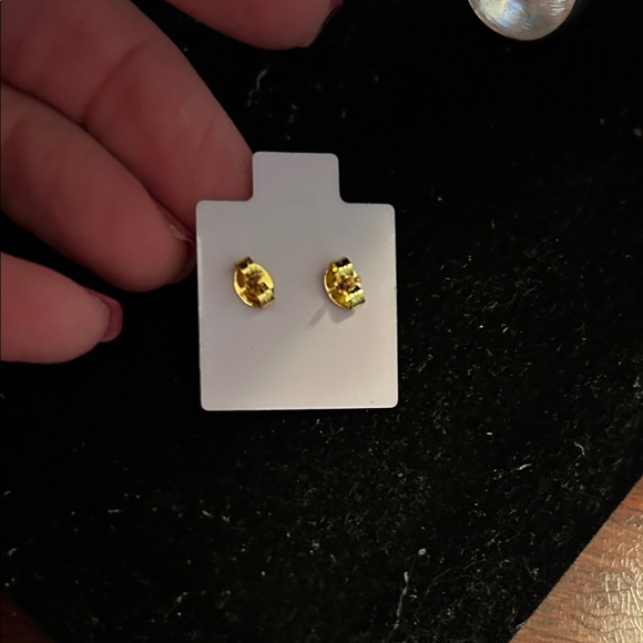Gold Logo Stud Earrings - Picture 3 of 4